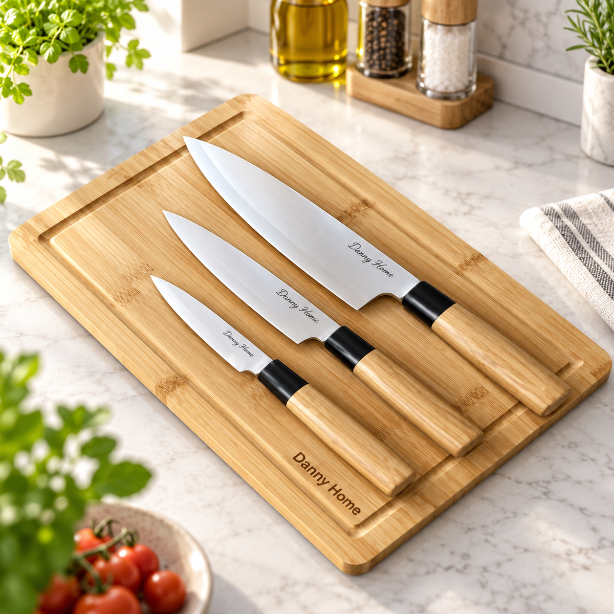 Danny Home Kitchen Knife And Board Set - 4 Pieces