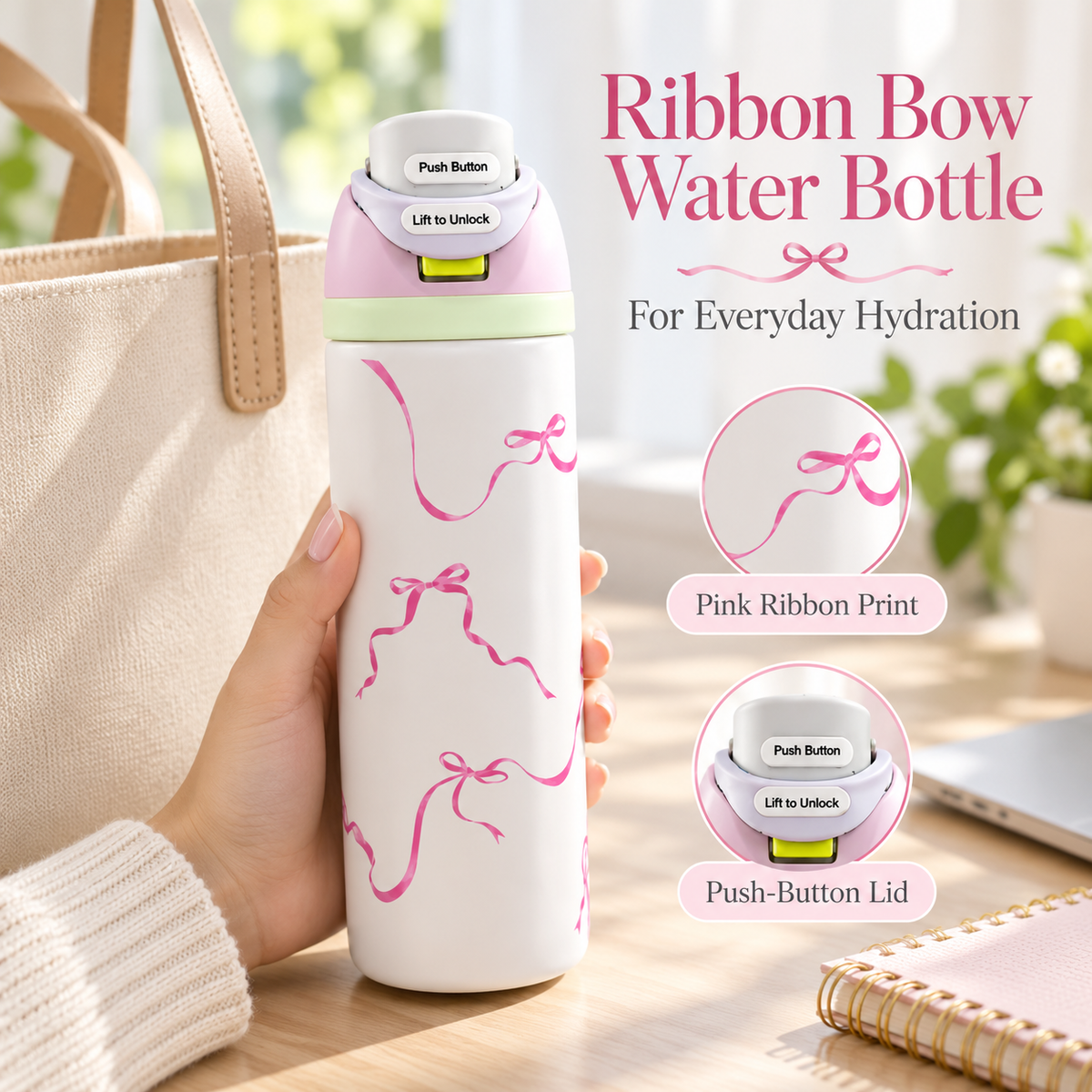 Owala Ribbon Bow Water Bottle