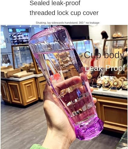 DIAMOND GLASS WATER BOTTLE 450ML