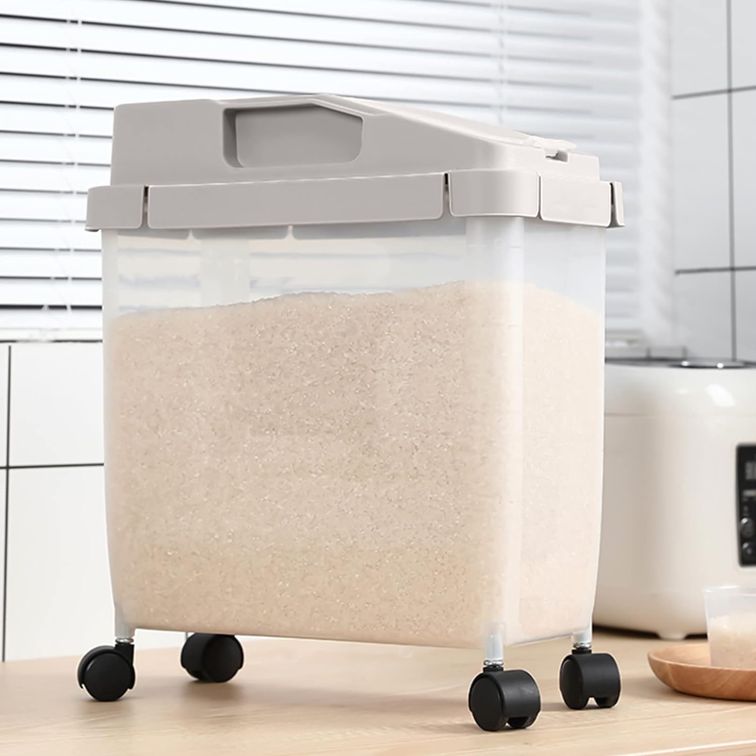 RICE CONTAINER STORAGE BOX WITH WHEELS