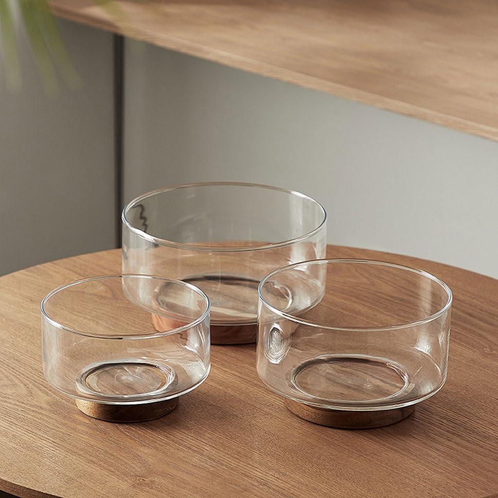 MODERN GLASS BOWL WITH PREMIUM WOODEN BASE