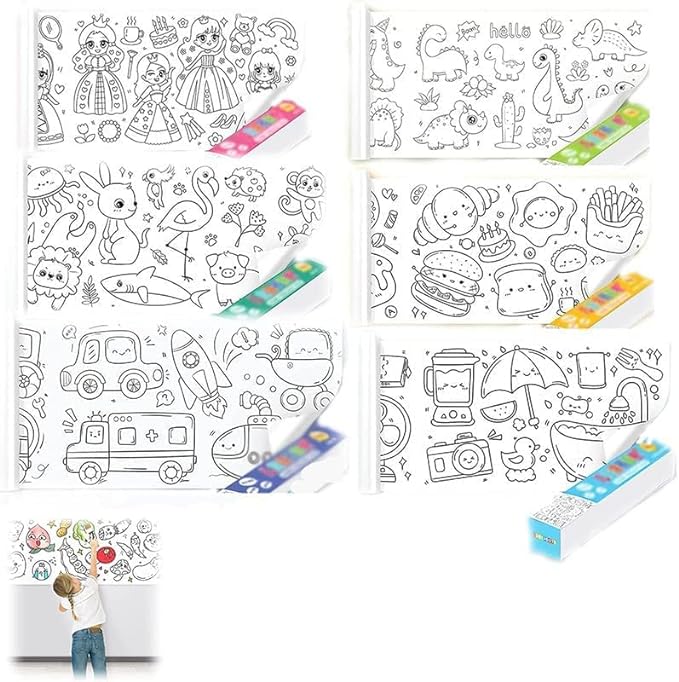 KIDS DIY DRAWING PAPER ROLL SHEET + FREE MARKERS