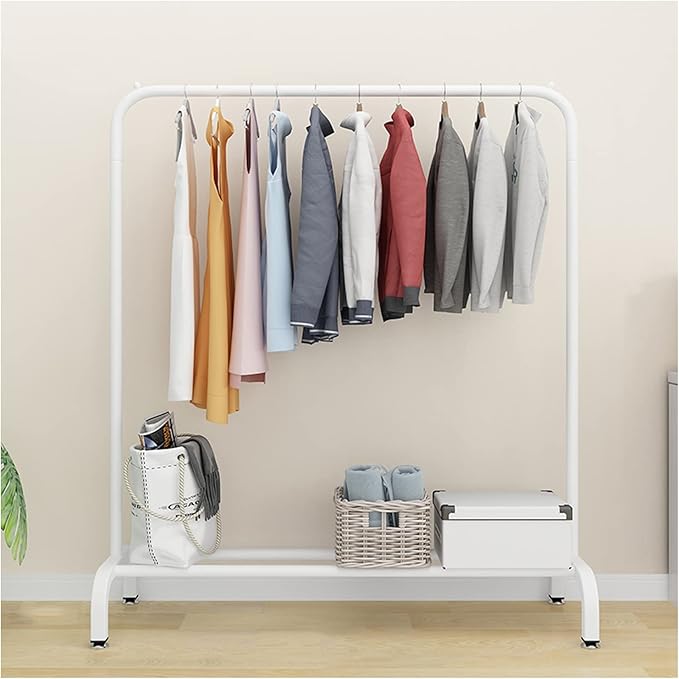 SINGLE POLE METAL CLOTH STAND White