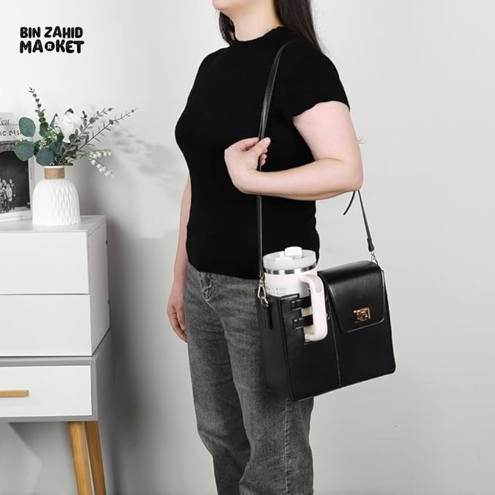 TUMBLERS CROSSBODY BAG – STYLISH PORTABLE ADJUSTABLE STRAP - BLACK