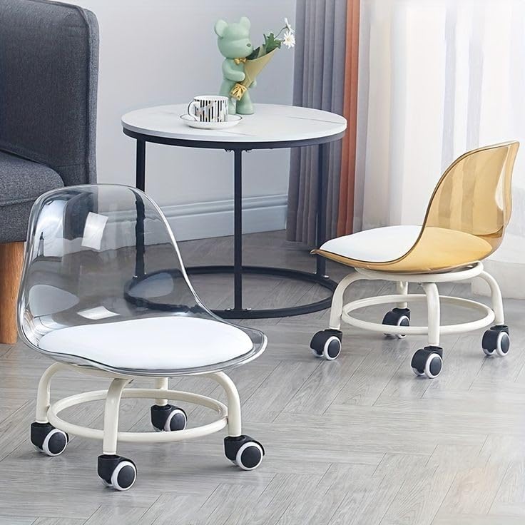 TRANSPARENT HEAVY DUTY MOVABLE CHAIR WITH WHEELS