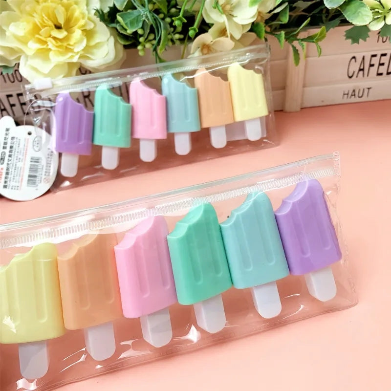 PACK OF 6 ICE CREAM SHAPE HIGHLIGHTERS