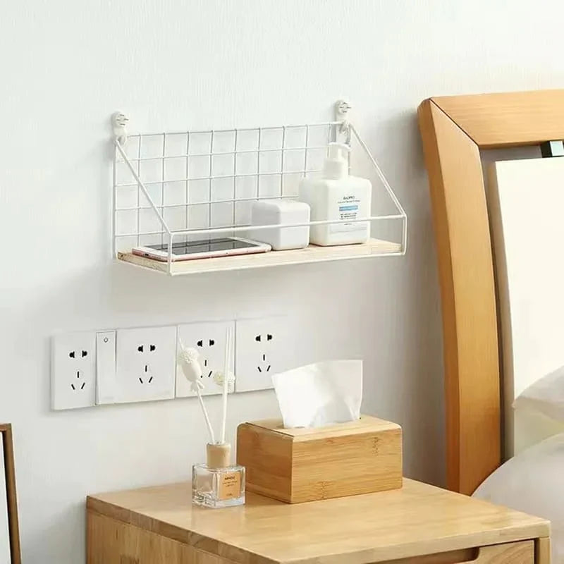 Checks and Boxes Wall Shelf White