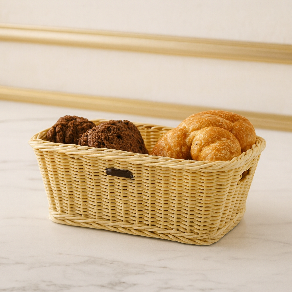MULTIPURPOSE WICKER WEAVE BASKET – LIGHTWEIGHT COUNTER & TABLE ORGANIZER