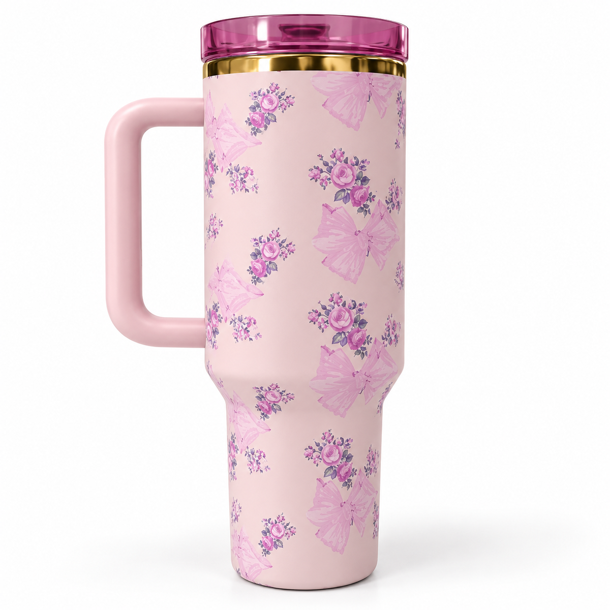 Floral Print Handle Tumbler