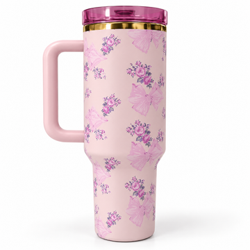 Floral Print Handle Tumbler
