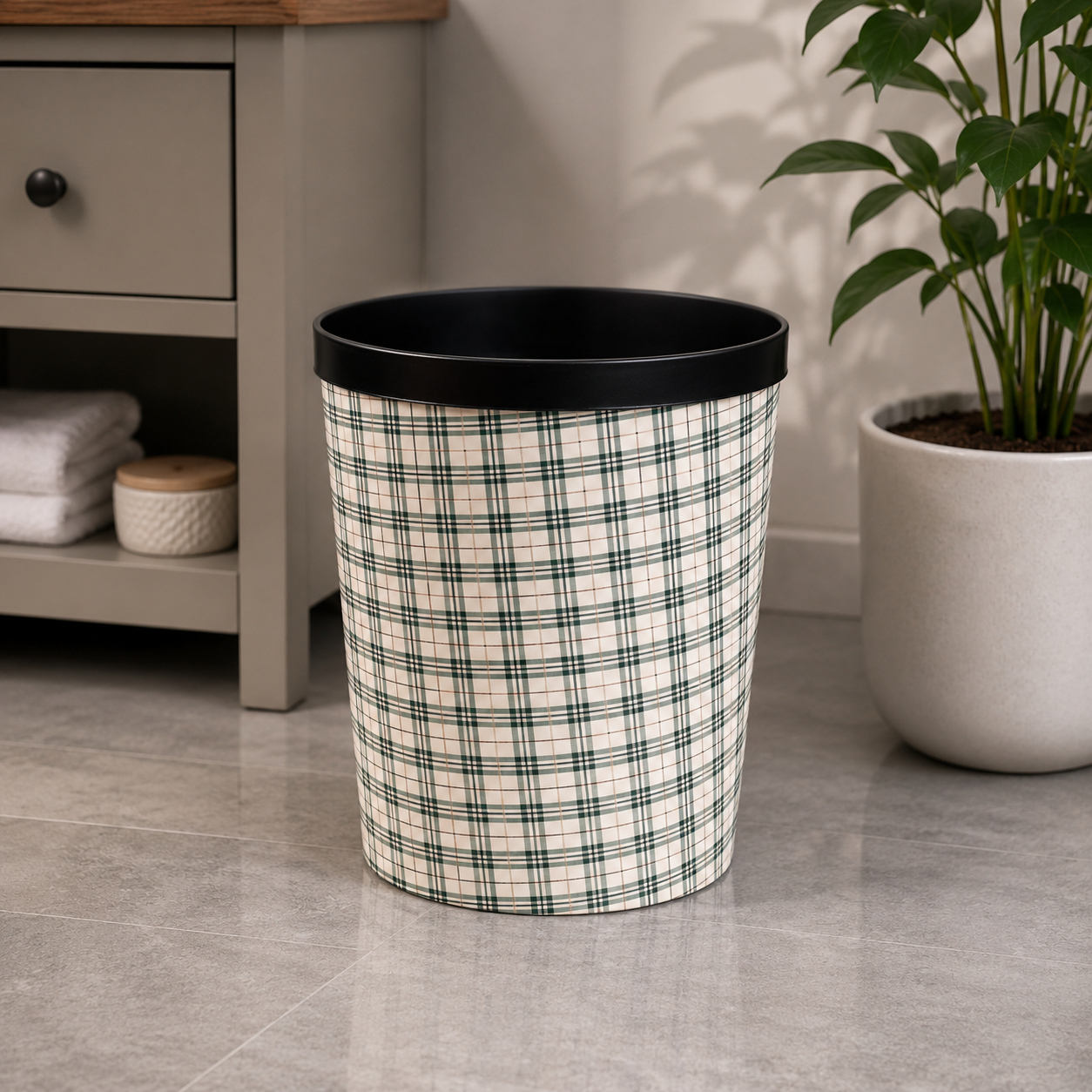 PLAID PATTERN MULTIPURPOSE WASTEBASKET