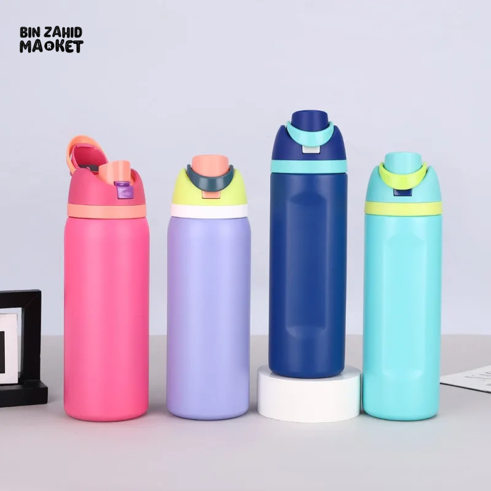 650ML STAINLESS STEEL THERMOS BOTTLE – VACUUM FLASK WITH LID INSULATED SPORTS MUG