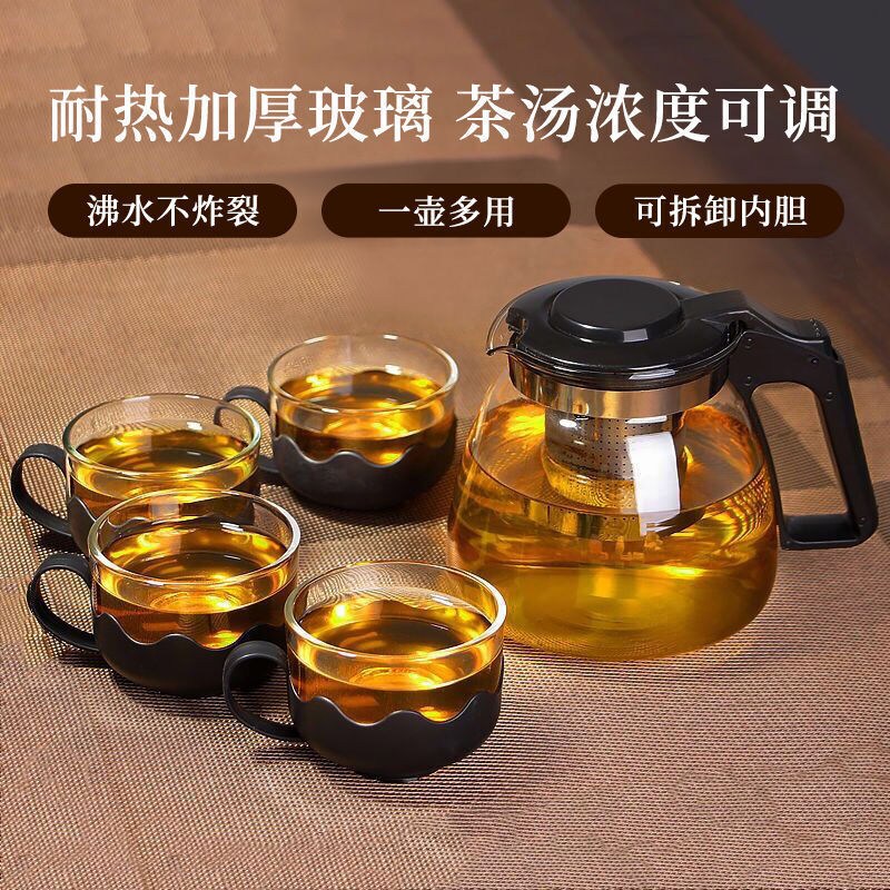 GLASS TEAPOT WITH CUPS