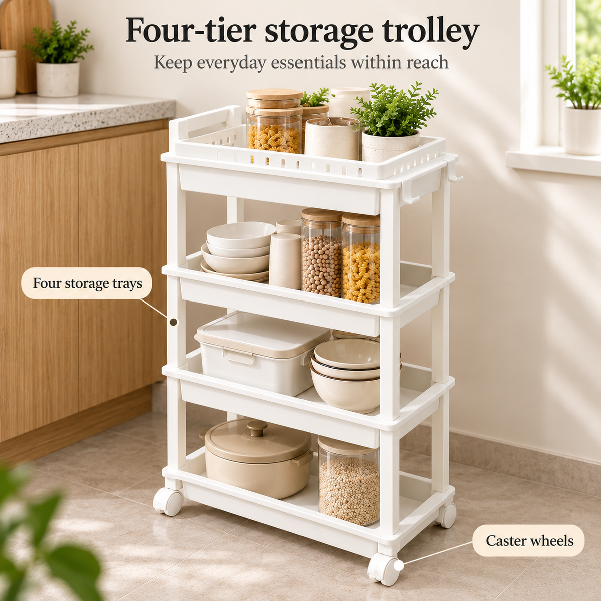 Four-Tier Storage Trolley
