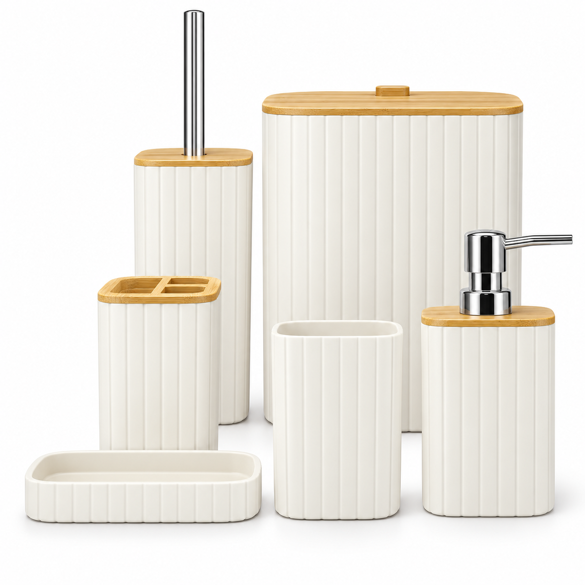 Fluted Acrylic Bathroom Set - 6 Pieces