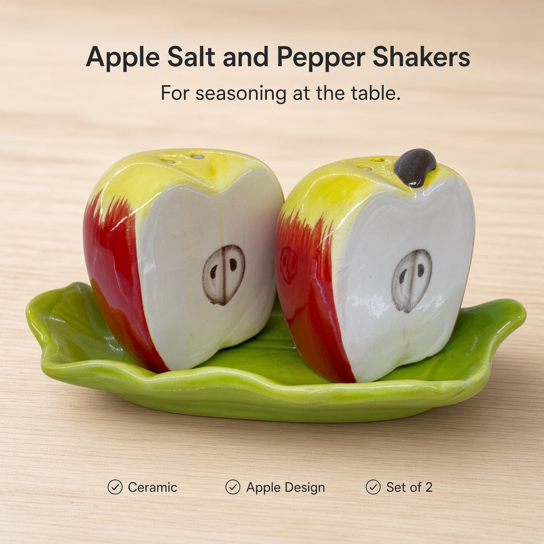 Kitchlux Ceramic Salt and Pepper Shakers - Apples
