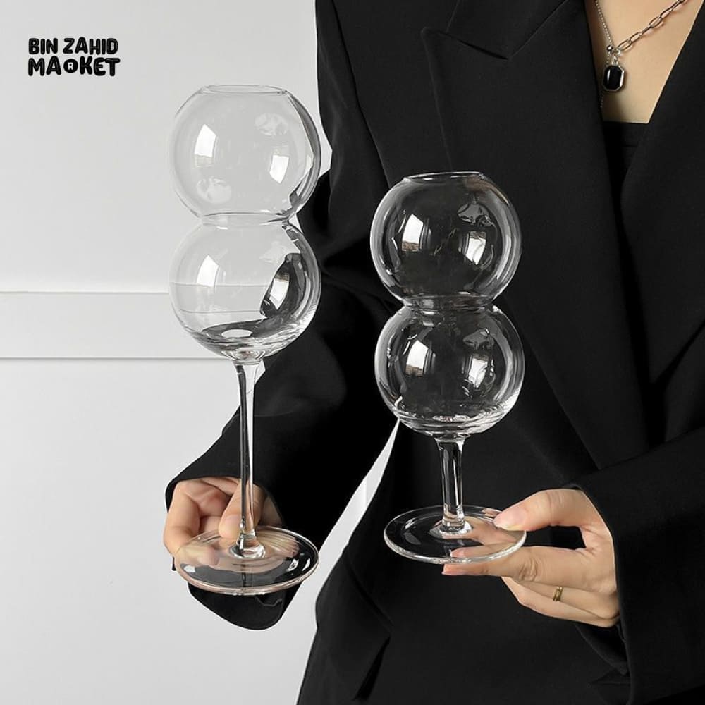 CREATIVE BUBBLE GLASS – UNIQUE ROUND CUP FOR COCKTAILS JUICE MILK & MORE - LARGE