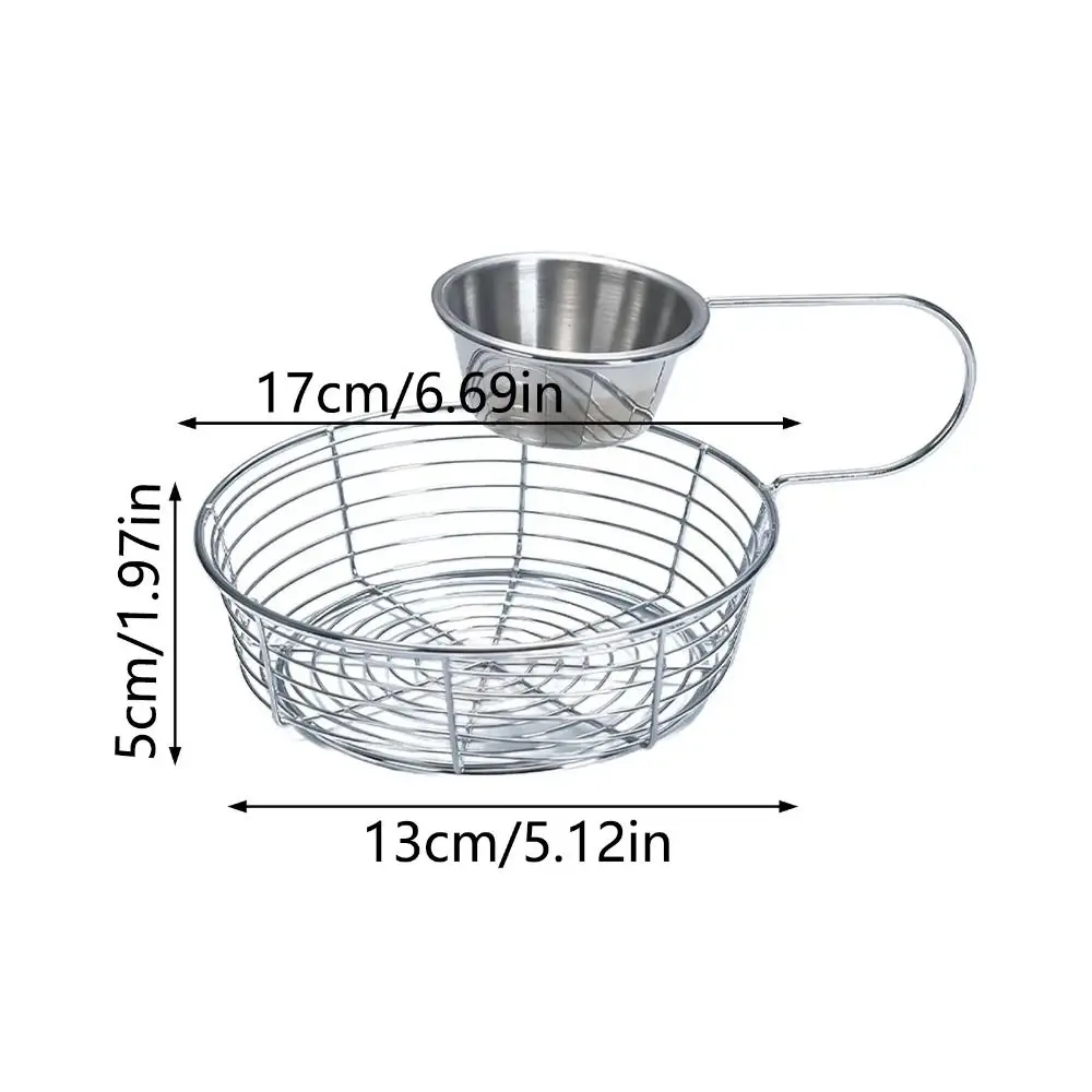 HANGING SAUCE CUP FRIES BASKET STAINLESS STEEL LIGHTWEIGHT RUST-PROOF PORTABLE SNACK TRAY