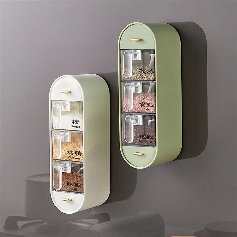 5IN1 ACRYLIC WALL MOUNTED SPICES BOX