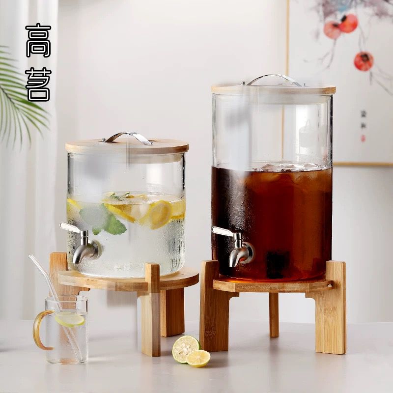 ELEGANT GLASS BEVERAGE DISPENSER JAR WITH LID