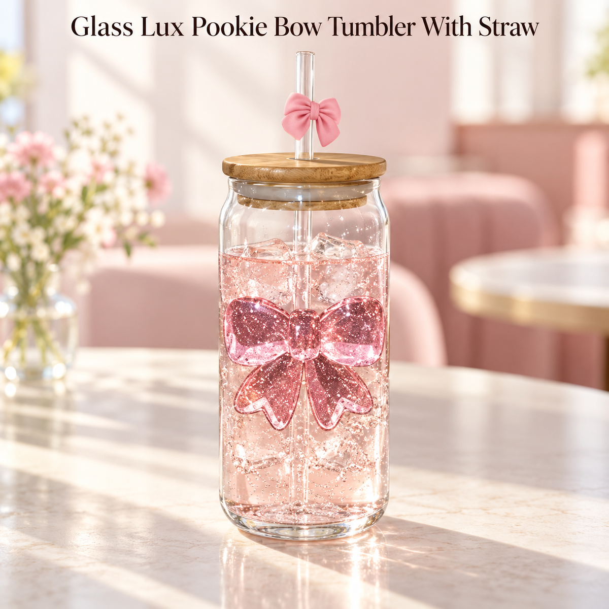 Glasslux Bow Tumbler With Lid & Straw - Can-Shaped / 400 ml