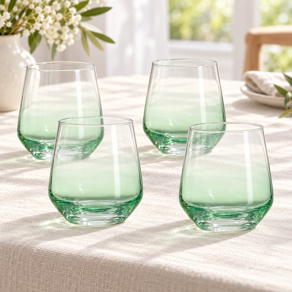 Danny Home 4 Piece Mint Green Tapered Glass Set- 360 ml
