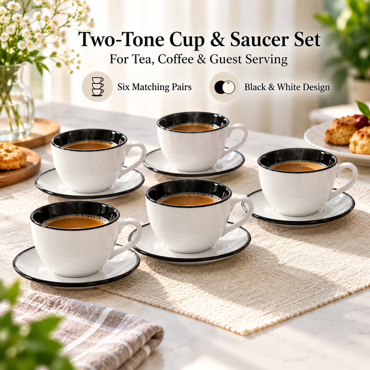 Danny Home 6 Piece Two-Tone Cup & Saucer Set