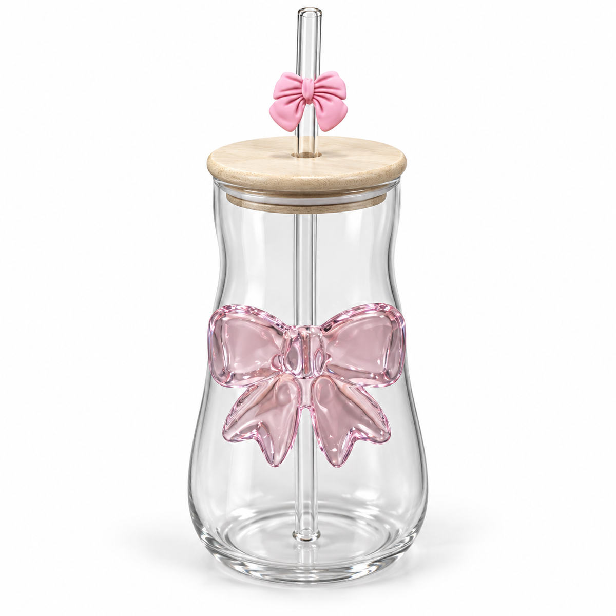 Glasslux Bow Tumbler With Lid & Straw - Curved-Shaped / 400 ml