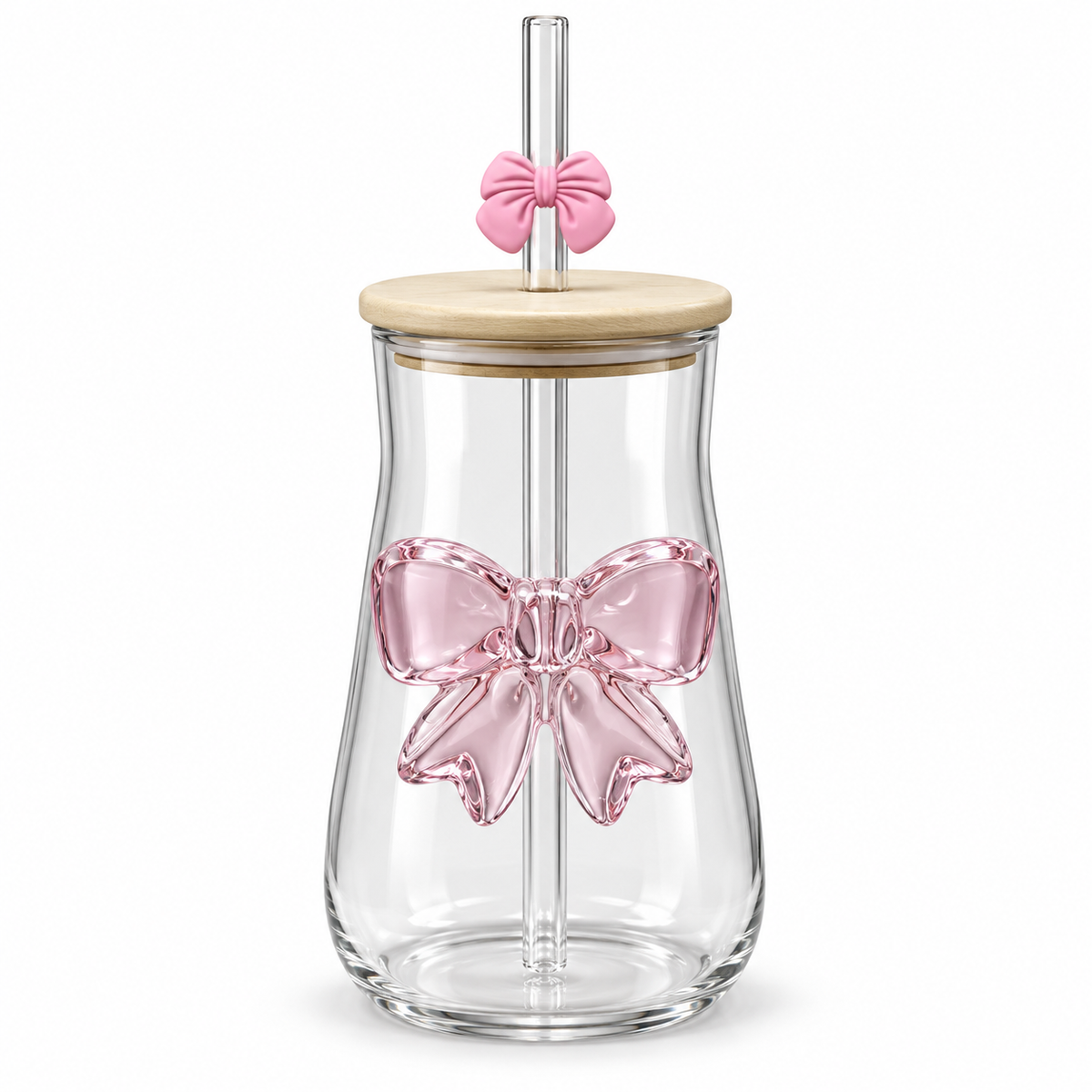 Glasslux Bow Tumbler With Lid & Straw - Curved-Shaped / 400 ml