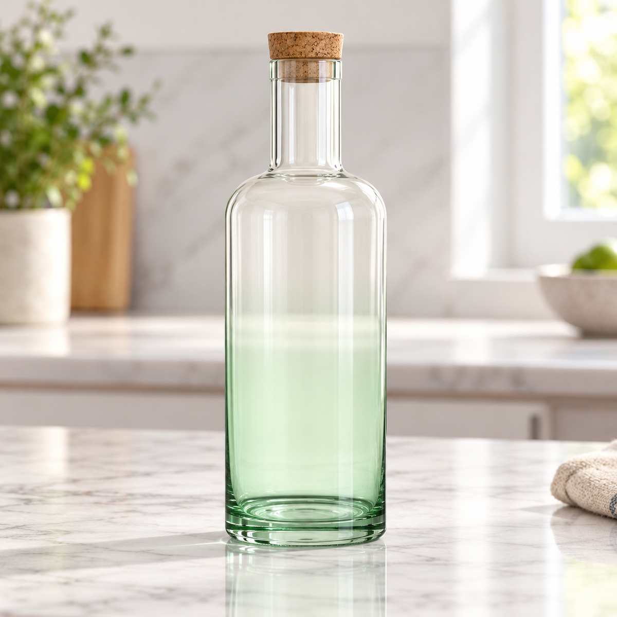 Danny Home Mint Green Glass Bottle With Cork Stopper - 1520 ml