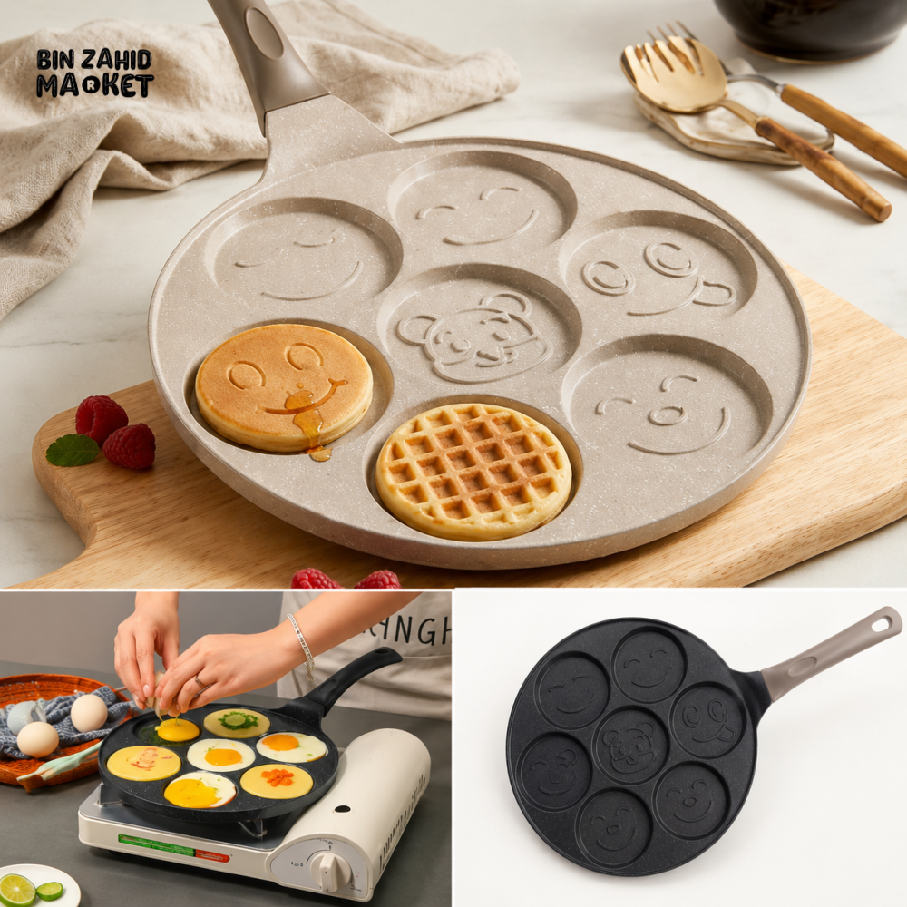 7-CAVITY NON-STICK BREAKFAST PAN WITH CARTOON DESIGNS