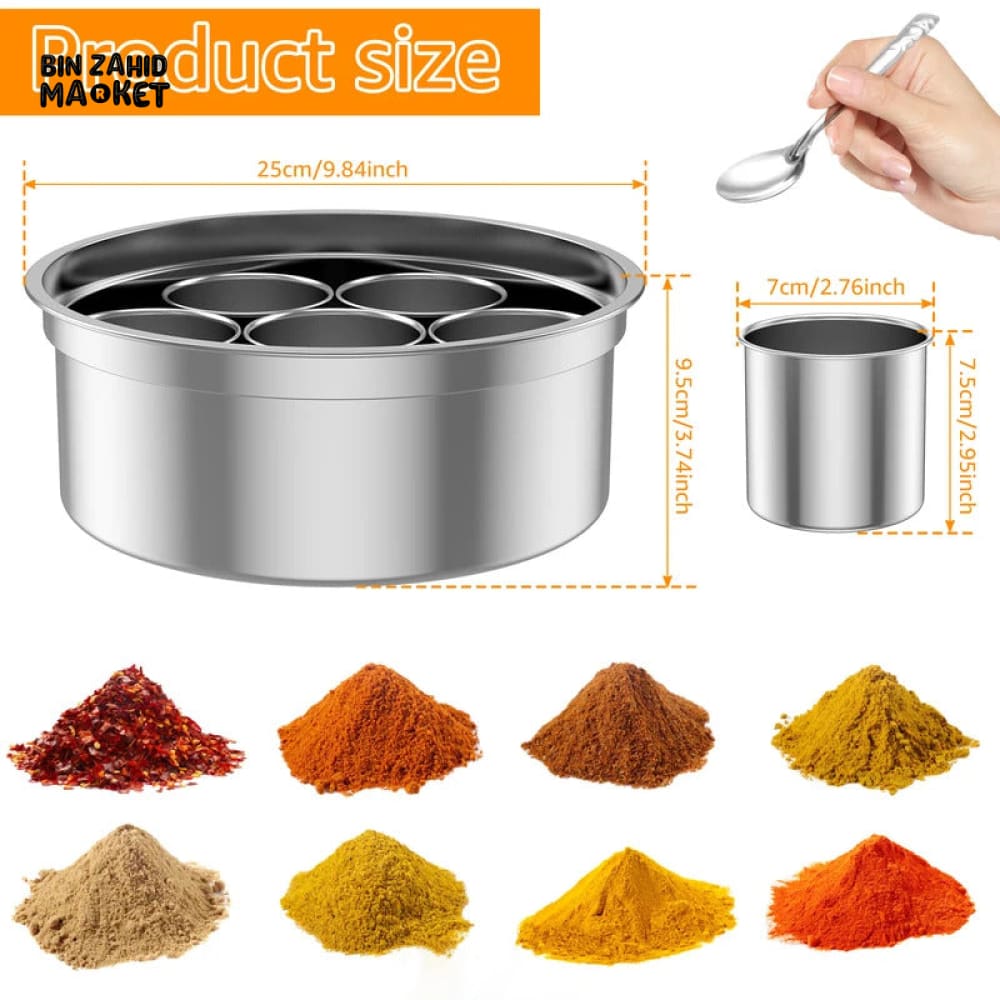 7-COMPARTMENT STAINLESS STEEL SPICE BOX – HOME & OUTDOOR STORAGE