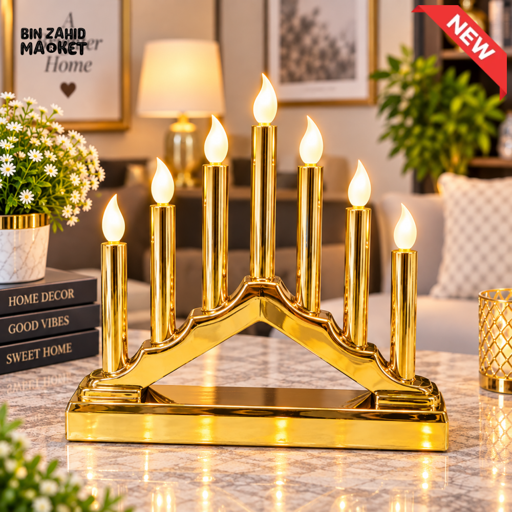 7 FLAME GOLDEN LED CANDELABRA DECORATIVE LAMP