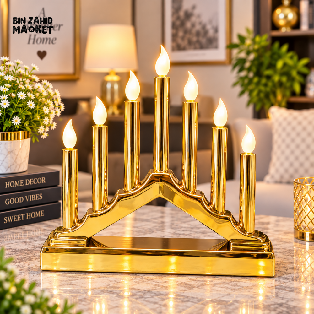 7 FLAME GOLDEN LED CANDELABRA DECORATIVE LAMP