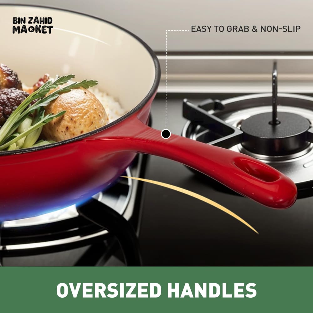 11-PIECE OSFE ENAMELED CAST IRON COOKWARE SET MULTIFUNCTIONAL KITCHEN COLLECTION - GREY