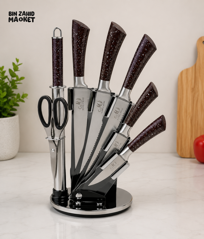 7-PIECE ROTATING KITCHEN KNIFE SET WITH ACRYLIC STAND - Knife Sets