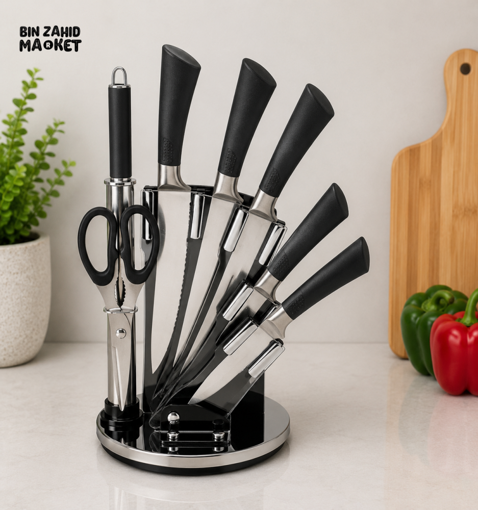 7-PIECE ROTATING KITCHEN KNIFE SET WITH ACRYLIC STAND - Knife Sets