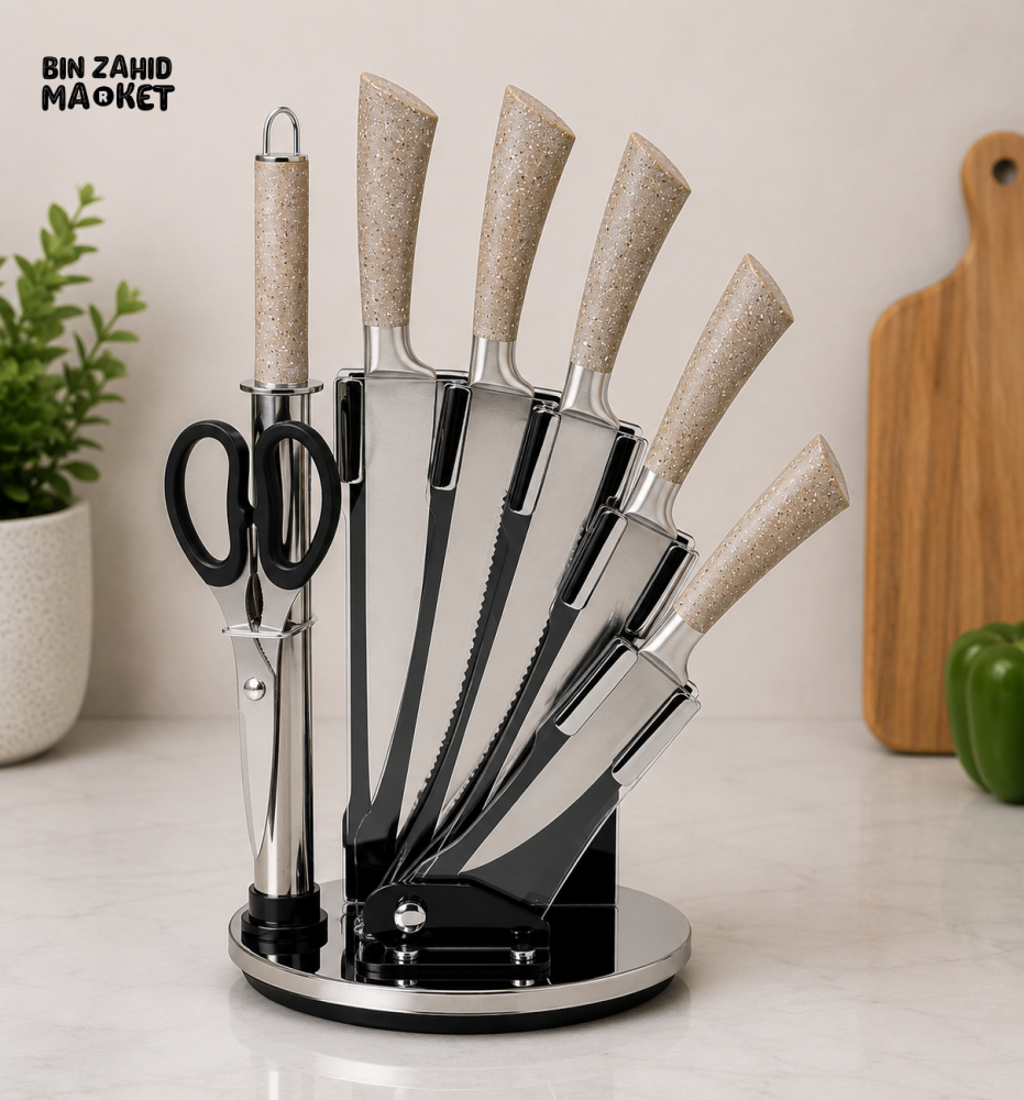 7-PIECE ROTATING KITCHEN KNIFE SET WITH STAND - Knife Sets