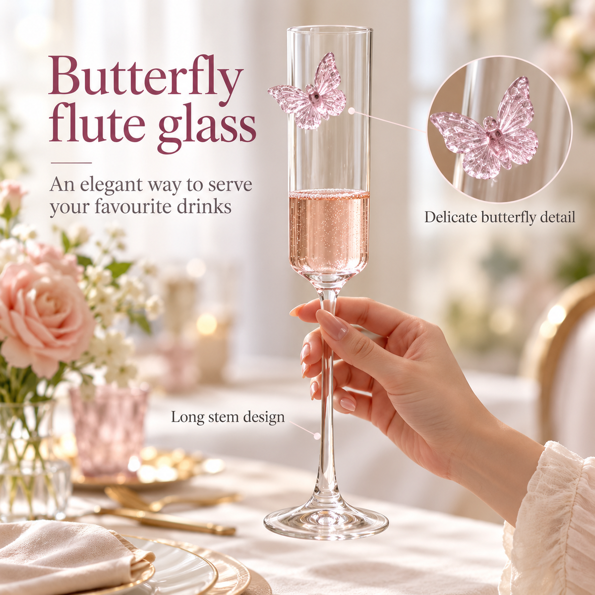 Butterfly Flute Glass
