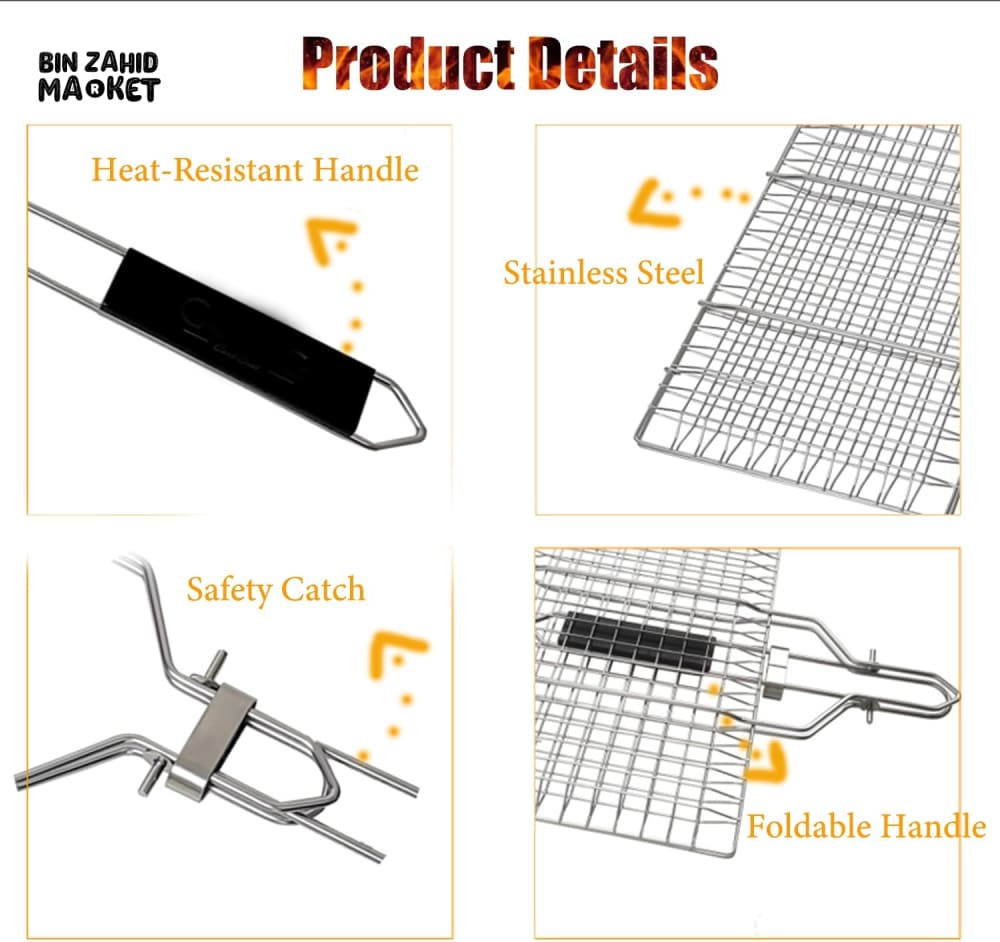 WOODEN HANDLE BARBEQUE MESH NET