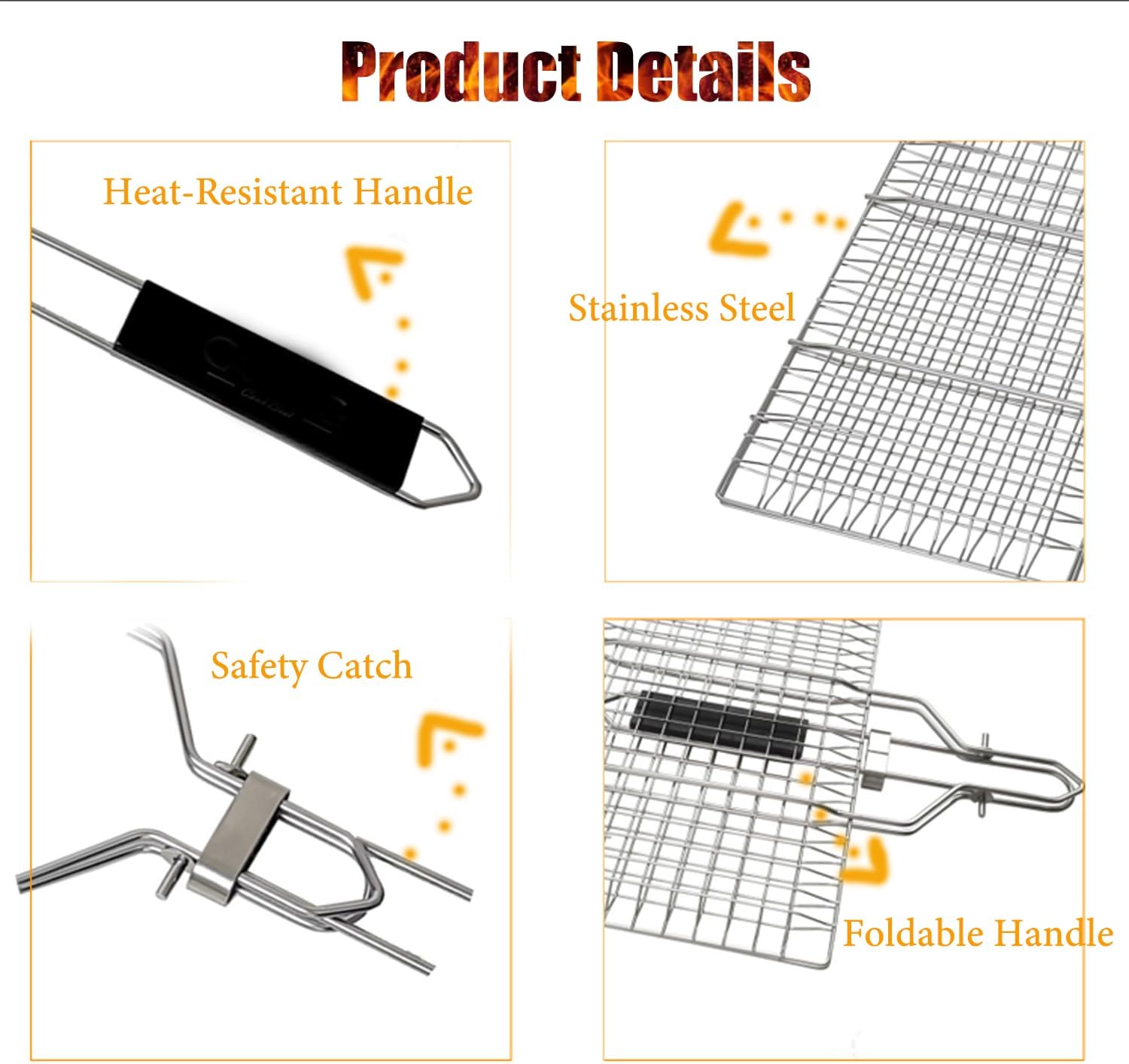 WOODEN HANDLE BARBEQUE MESH NET