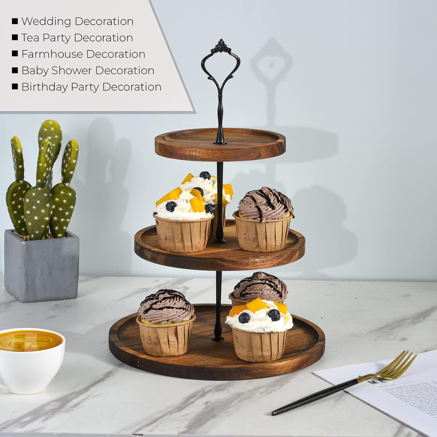 PREMIUM WOODEN TIERED CUPCAKE STAND