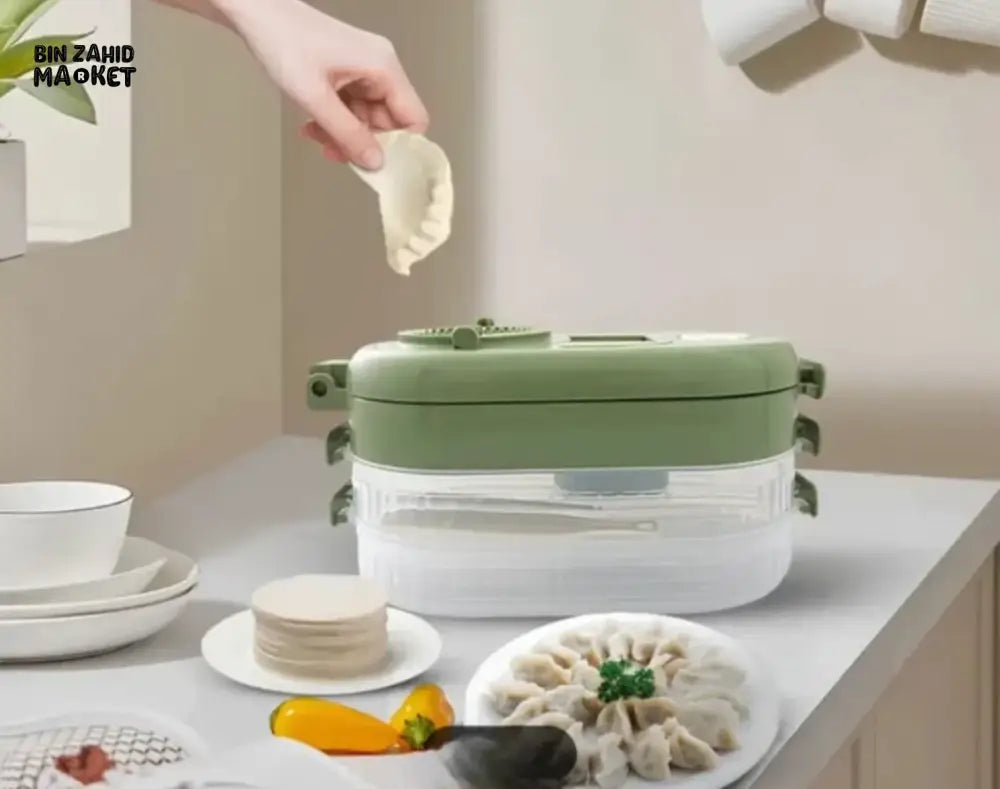 MULTIFUNCTIONAL DUMPLING MAKER MANUAL DOUGH PRESS MOLD PLASTIC STORAGE BOX FOR DUMPLINGS