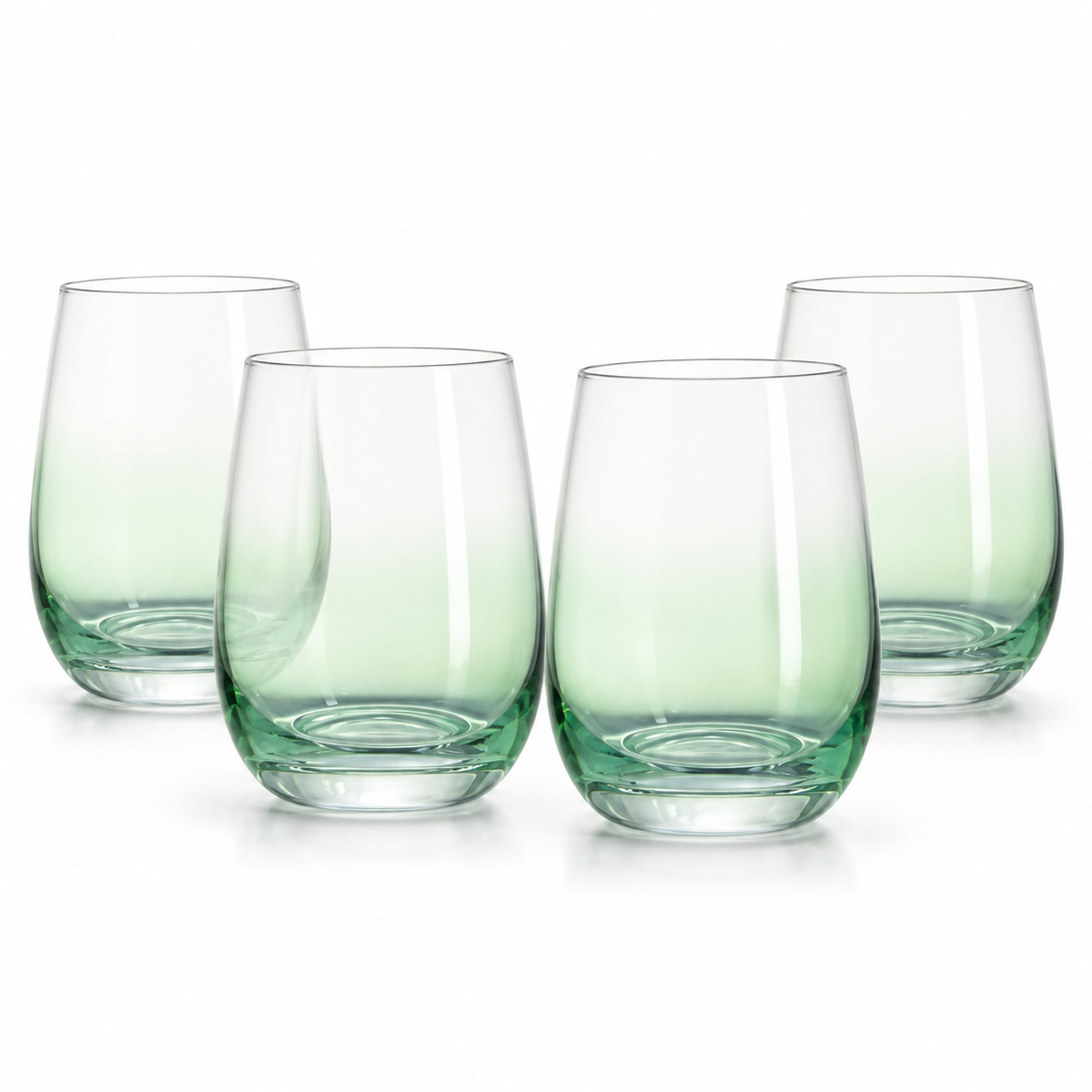 Danny Home 4 Piece Mint Green Curved Glass Set - 345 ml