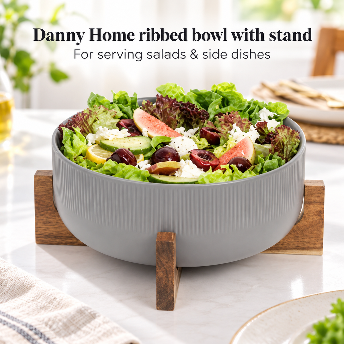 Danny Home ribbed bowl with stand