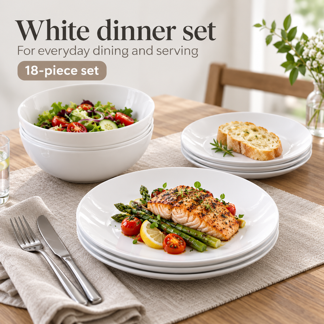 Danny Home White Dinner Set - 18 Pieces