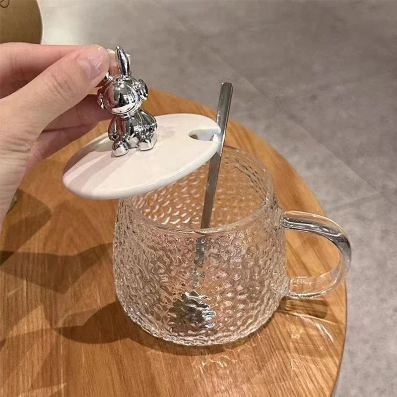 GLASS CUP WITH LID & SPOON