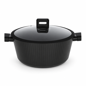 Danny Home Black Cooking Pot With Glass Lid - 28x12cm