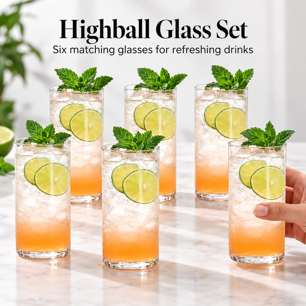 Danny Home 6 Piece Tall Drinking Glass Set - 415 ml