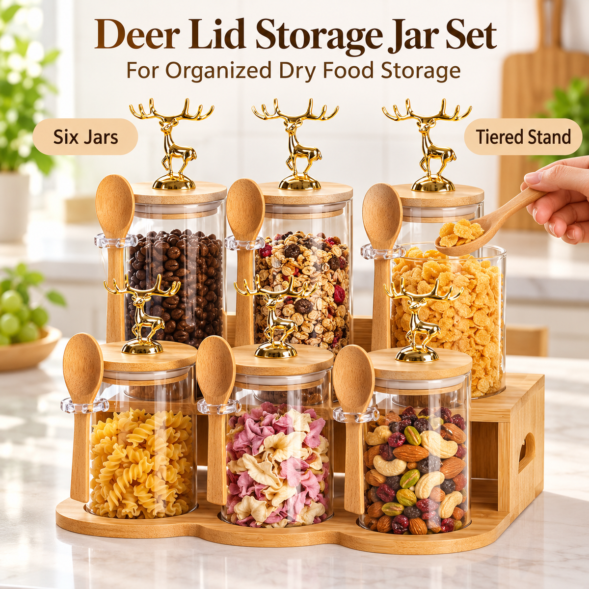 6 Piece Deer Lid Storage Jar Set